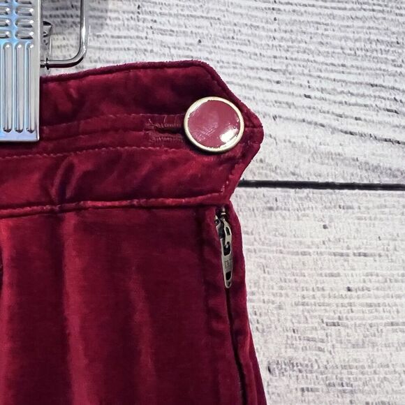 Anthropologie The Essential Slim Red Velvet Pants Size 14 Tall Preppy Holiday - Picture 5 of 12